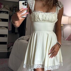 house of cb “kaia” a-line mini dress in ivory